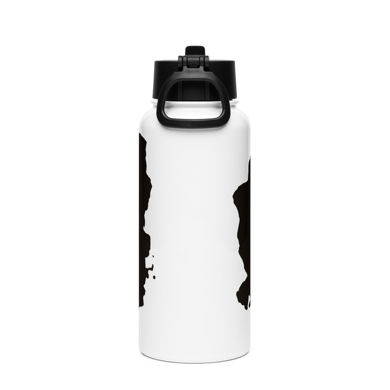 Stainless steel water bottle with a straw lid mockup